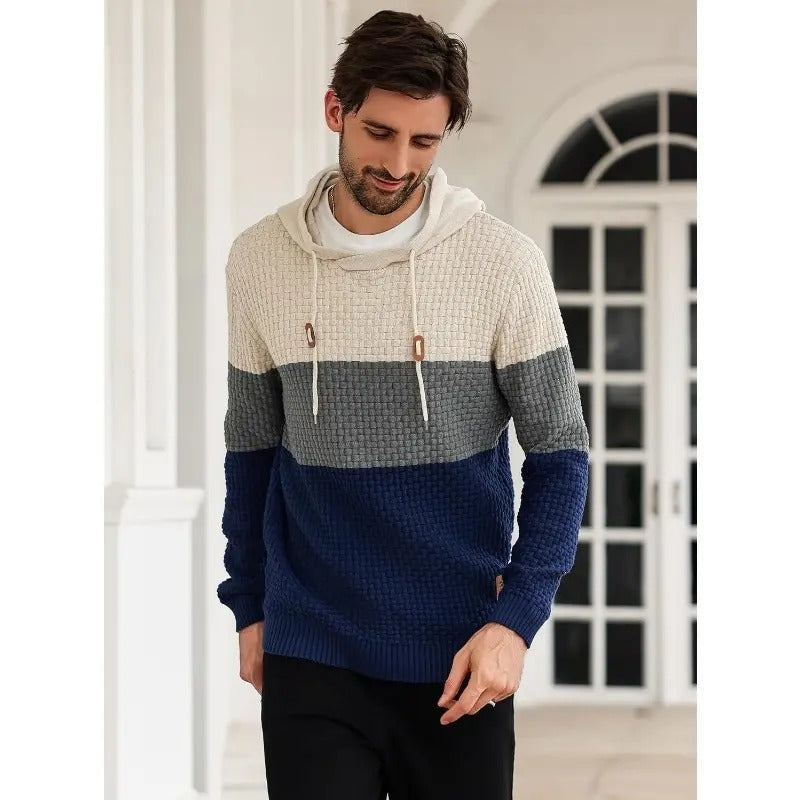 Men's Breathable Tricolor Long-Sleeve Hoodie
