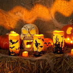 Halloween Orange Flameless LED Candles with Remote Set of 3