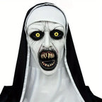Funky Nun Latex Mask with Yellow Eyes for Halloween
