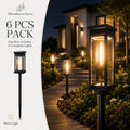 6 Pack Solar Pathway Lights Outdoor Warm White Waterproof Garden Stake Lights