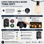 100FT LED Outdoor String Lights - Vintage Edison Bulbs