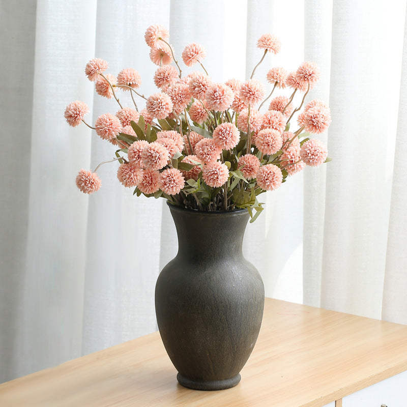 Artificial Flower Vase Centerpiece with 12 Mums & Eucalyptus