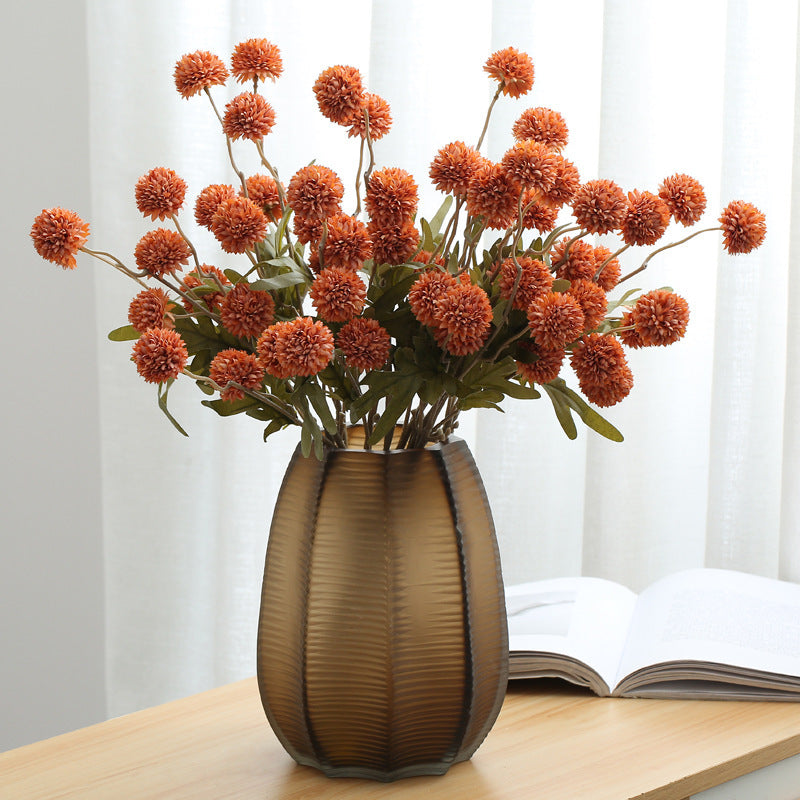 Artificial Flower Vase Centerpiece with 12 Mums & Eucalyptus