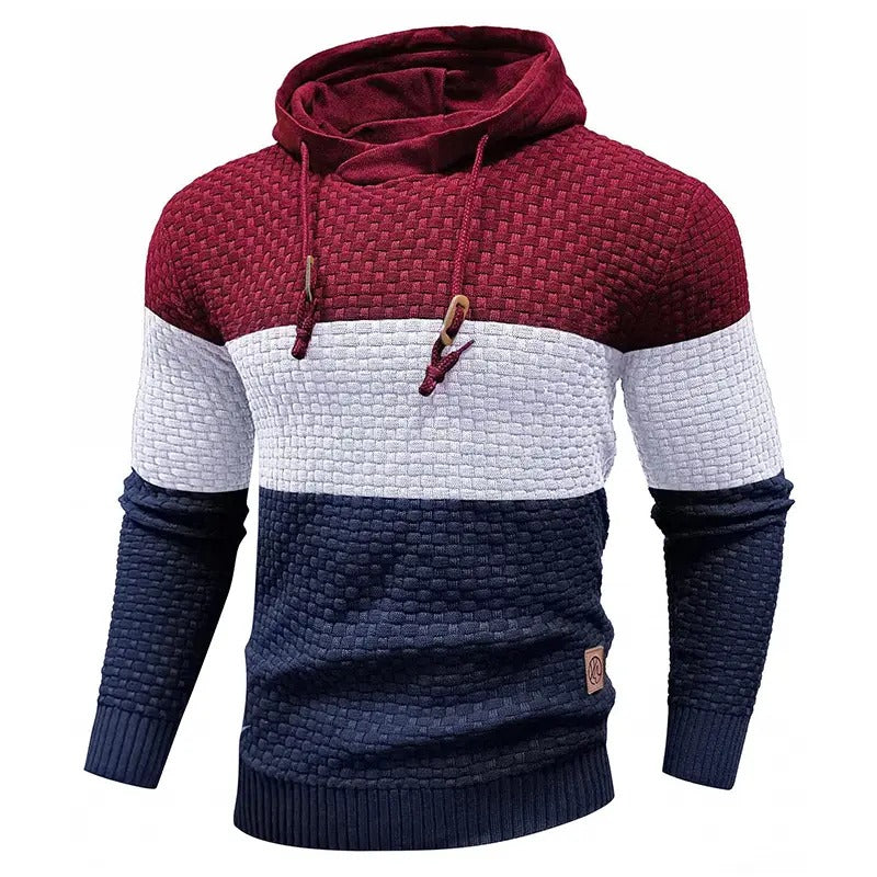 Men's Breathable Tricolor Long-Sleeve Hoodie