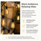 100FT LED Outdoor String Lights - Vintage Edison Bulbs
