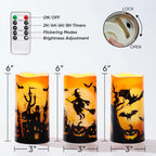 Halloween Orange Flameless LED Candles with Remote Set of 3