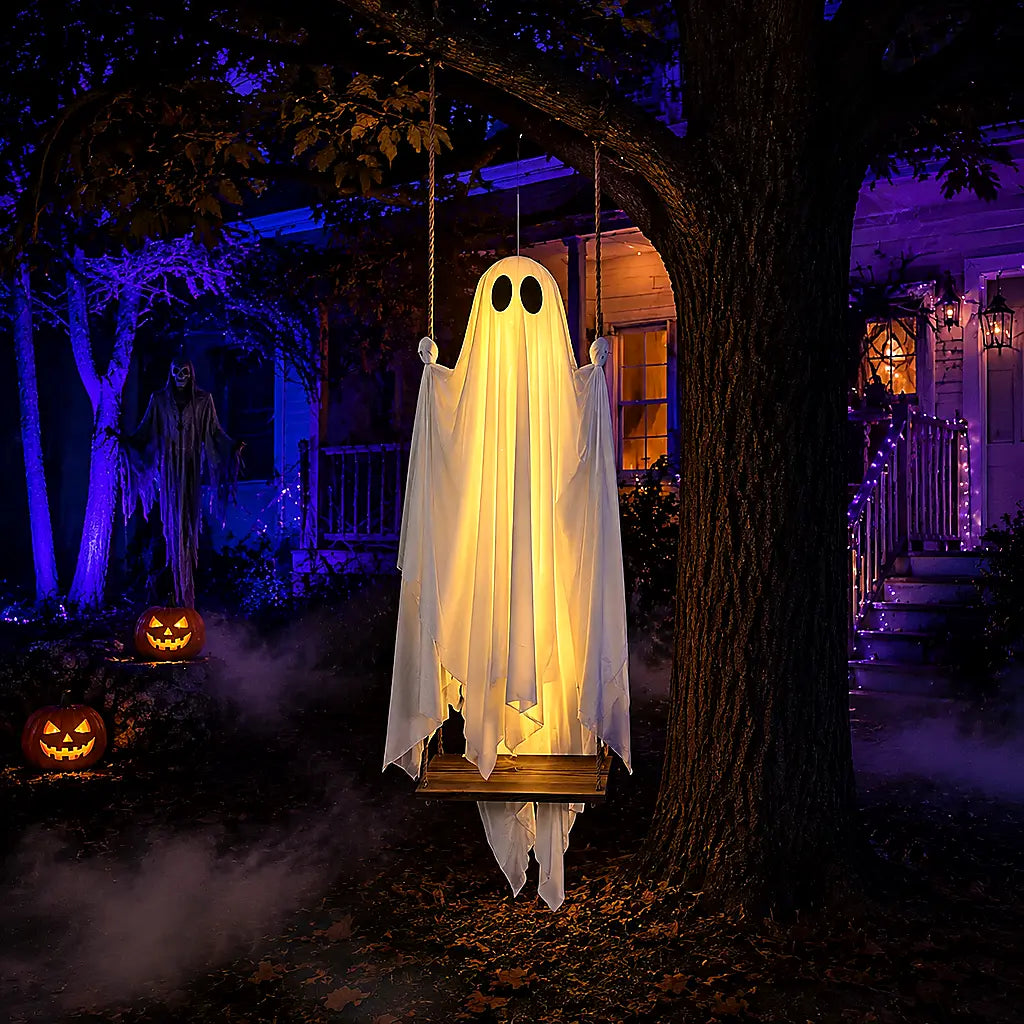 Halloween Decorations Outdoor 5FT Ghost Swing Lights