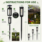6 Pack Solar Pathway Lights Outdoor Warm White Waterproof Garden Stake Lights