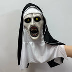 Funky Nun Latex Mask with Yellow Eyes for Halloween