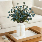 Artificial Flower Vase Centerpiece with 12 Mums & Eucalyptus